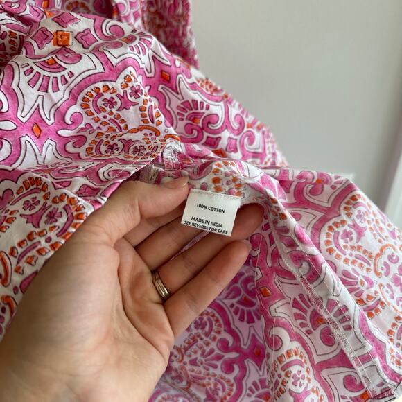 Tuckernuck Beach Block Print Kenzo Long Sleeve Dress Pink Orange M - Picture 5 of 11